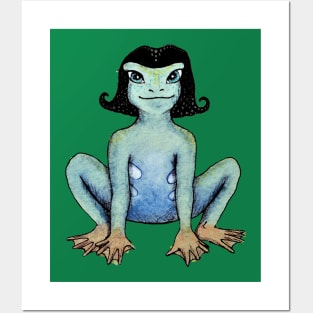 Yoga Card Frog Girl Posters and Art